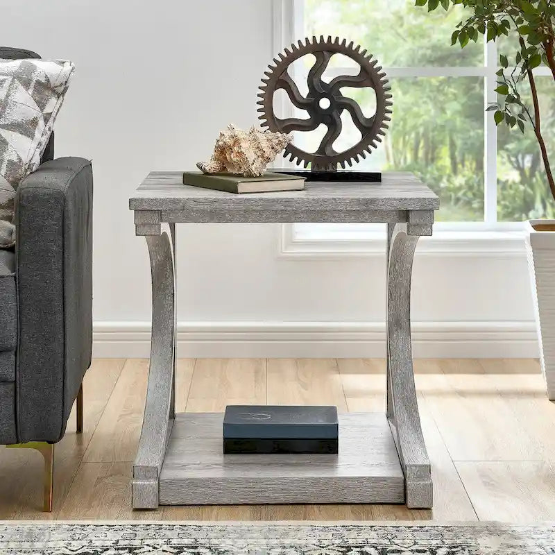 Unique Solid Wood Coffee Table with Storage Shelf