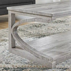 Unique Solid Wood Coffee Table with Storage Shelf
