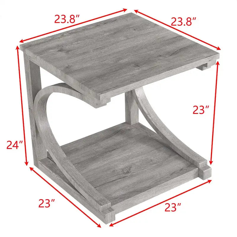 Unique Solid Wood Coffee Table with Storage Shelf
