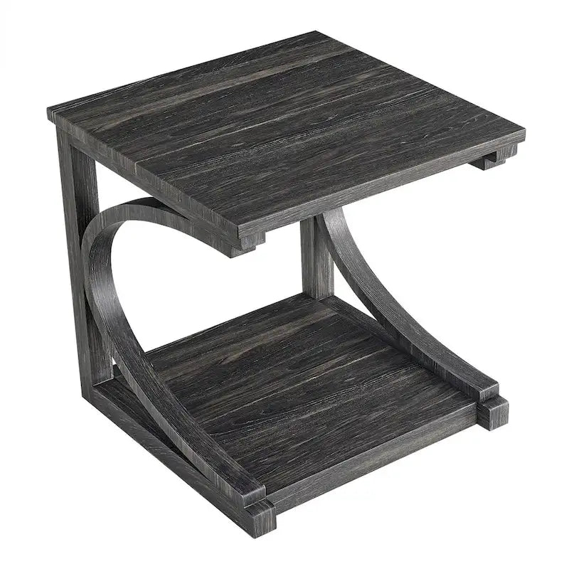 Unique Solid Wood Coffee Table with Storage Shelf