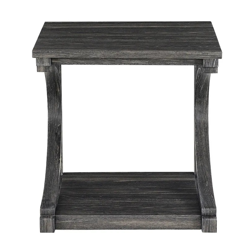 Unique Solid Wood Coffee Table with Storage Shelf
