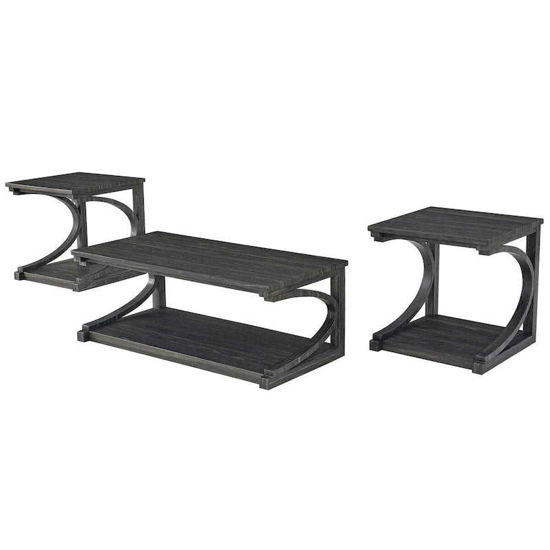 Unique Solid Wood Coffee Table with Storage Shelf