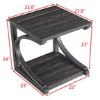 Unique Solid Wood Coffee Table with Storage Shelf