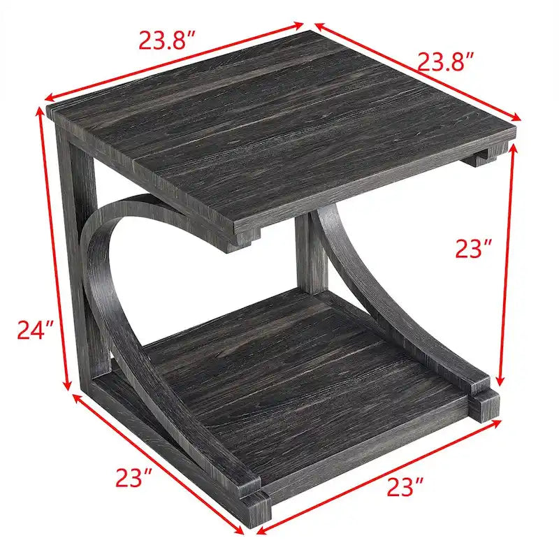 Unique Solid Wood Coffee Table with Storage Shelf
