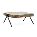 Mango Wood Coffee Table, Modern Industrial Design, With Wooden Tabletop And Metal Legs