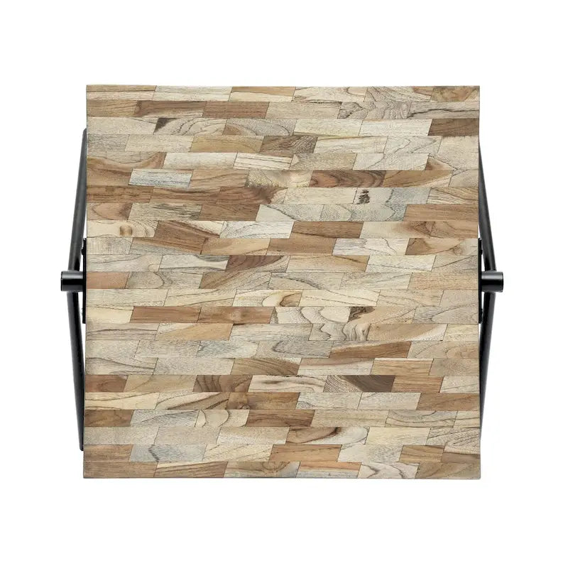 Mango Wood Coffee Table, Modern Industrial Design, With Wooden Tabletop And Metal Legs