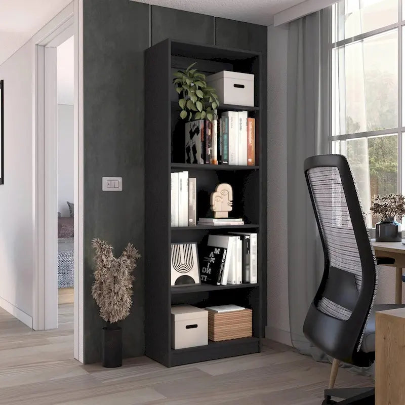 Libreria a 4 ripiani per casa con scomparti a più livelli