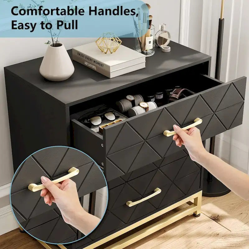 Comò a 3 cassetti, cassettiera in legno