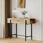 Console Table, Sofa Tables Rattan Entryway Table with Storage Drawer