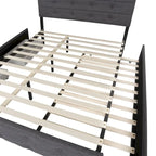 Queen Size Upholstered Linen Fabric Trundle bed