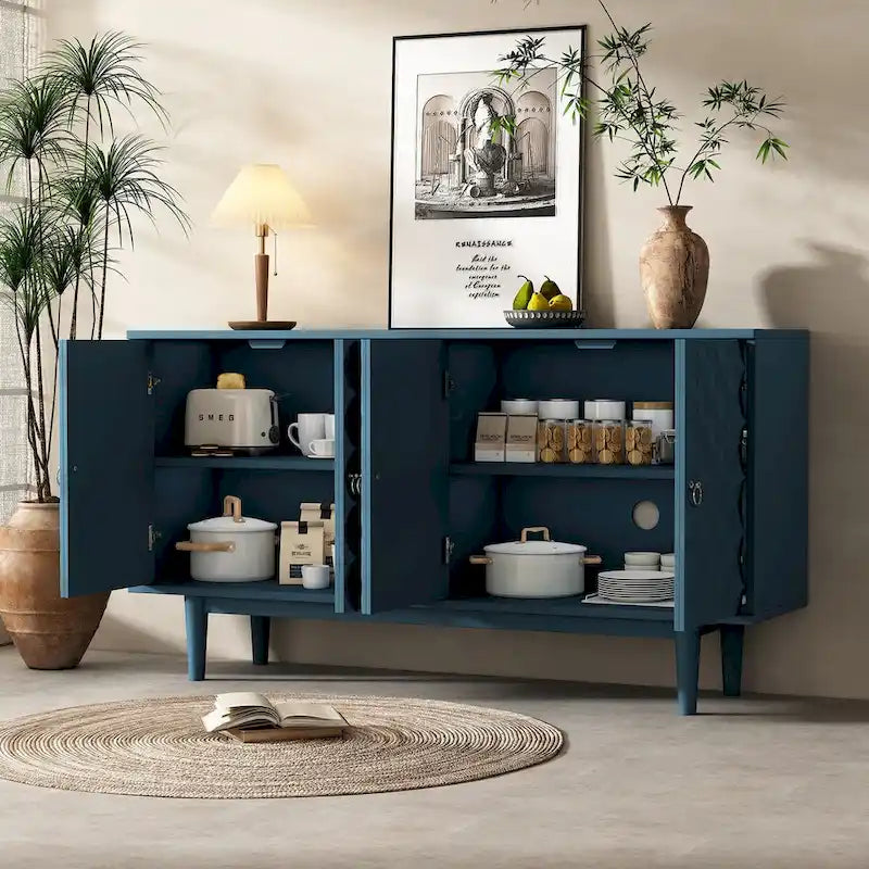 Modern 4-door Sideboard with Convex Pattern Doors
