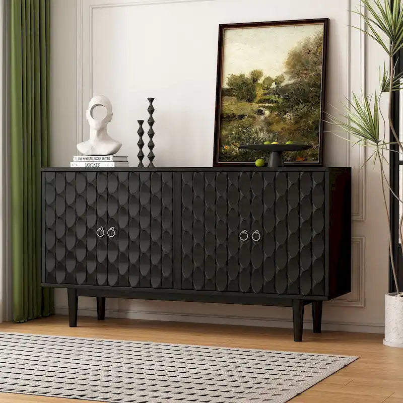 Modern 4-door Sideboard with Convex Pattern Doors