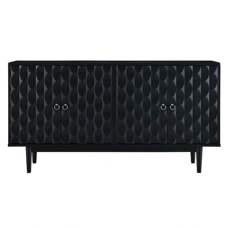 Modern 4-door Sideboard with Convex Pattern Doors