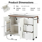 54.5 Kitchen Island with Power Outlet and Drop Leaf for Kitchen