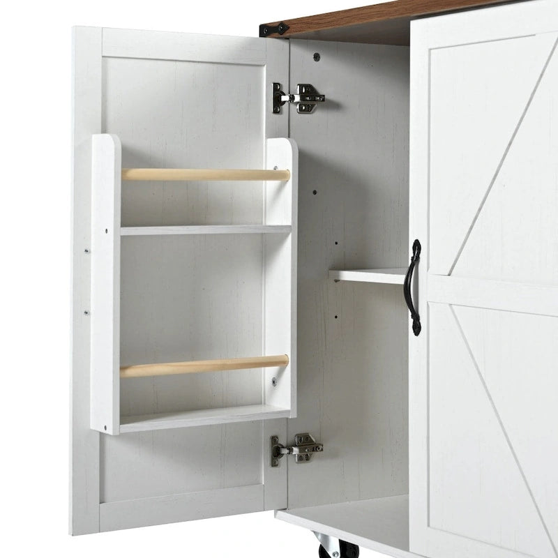 54.5 Kitchen Island with Power Outlet and Drop Leaf for Kitchen