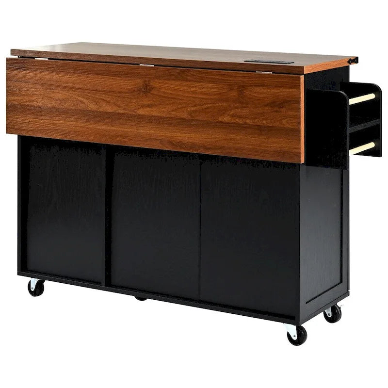 54.5 Kitchen Island with Power Outlet and Drop Leaf for Kitchen