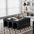 Multifunctional 4-Tier White Book Shelf & Coffee Table, Creative Furniture Floor Bookshelf, Minimalist Organizer Storage Shelves