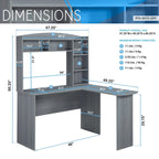 Techni Mobili Modern L-Shaped Desk with Hutch Grey