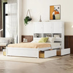 Letto a piattaforma Queen Size con testiera contenitore e 4 cassetti