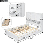 Letto a piattaforma Queen Size con testiera contenitore e 4 cassetti