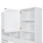 Letto a piattaforma Queen Size con testiera contenitore e 4 cassetti