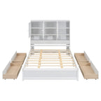 Letto a piattaforma Queen Size con testiera contenitore e 4 cassetti