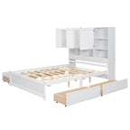 Letto a piattaforma Queen Size con testiera contenitore e 4 cassetti
