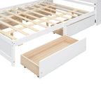 Letto a piattaforma Queen Size con testiera contenitore e 4 cassetti