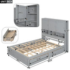 Letto a piattaforma Queen Size con testiera contenitore e 4 cassetti