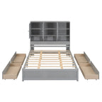Letto a piattaforma Queen Size con testiera contenitore e 4 cassetti