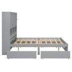Letto a piattaforma Queen Size con testiera contenitore e 4 cassetti