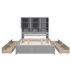 Letto a piattaforma Queen Size con testiera contenitore e 4 cassetti