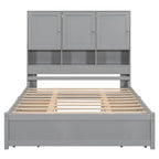 Letto a piattaforma Queen Size con testiera contenitore e 4 cassetti