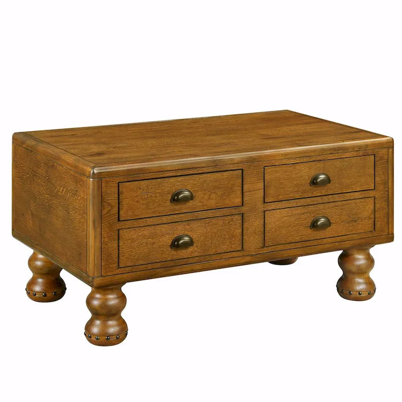 40 Solid Wood Rectangle Coffee Table with 4 Drawers