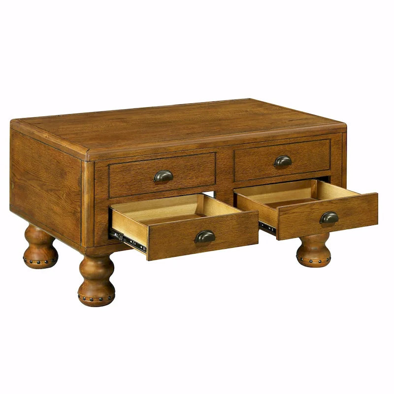 40 Solid Wood Rectangle Coffee Table with 4 Drawers
