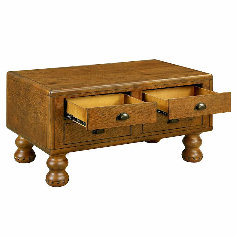 40 Solid Wood Rectangle Coffee Table with 4 Drawers