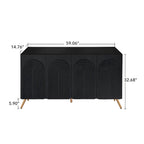 Black 4-Door Sideboard - 59" with 3D Arch Carved Doors