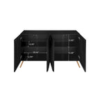Black 4-Door Sideboard - 59" with 3D Arch Carved Doors