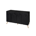 Black 4-Door Sideboard - 59" with 3D Arch Carved Doors