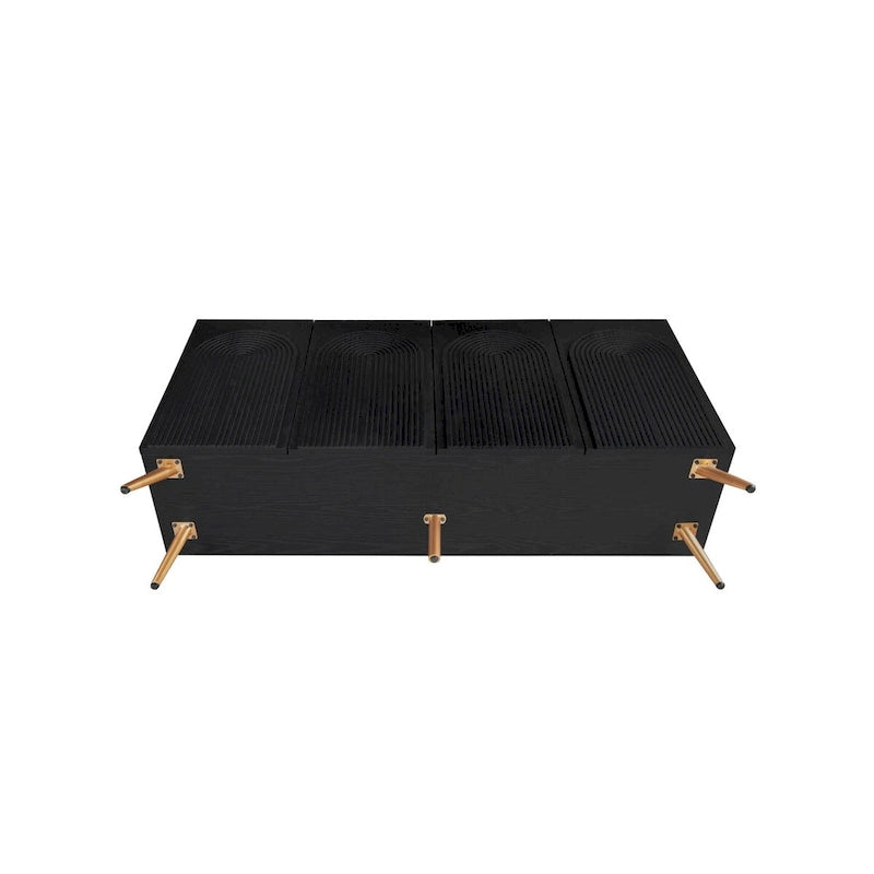 Black 4-Door Sideboard - 59" with 3D Arch Carved Doors