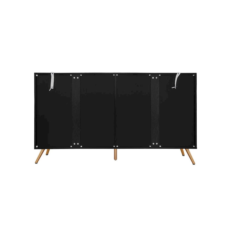 Black 4-Door Sideboard - 59" with 3D Arch Carved Doors