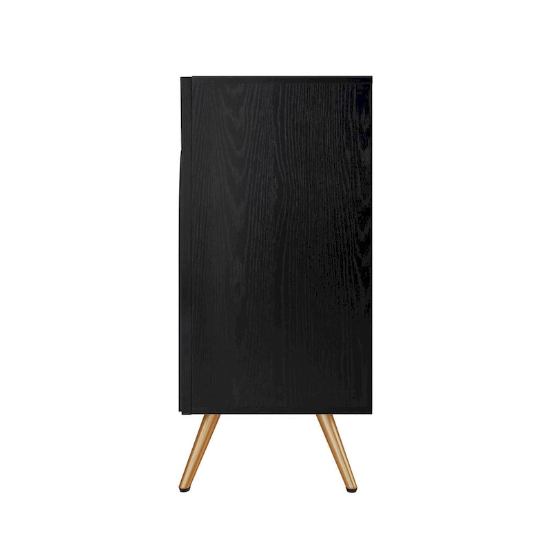 Black 4-Door Sideboard - 59" with 3D Arch Carved Doors