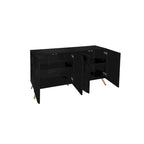 Black 4-Door Sideboard - 59" with 3D Arch Carved Doors