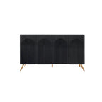 Black 4-Door Sideboard - 59" with 3D Arch Carved Doors
