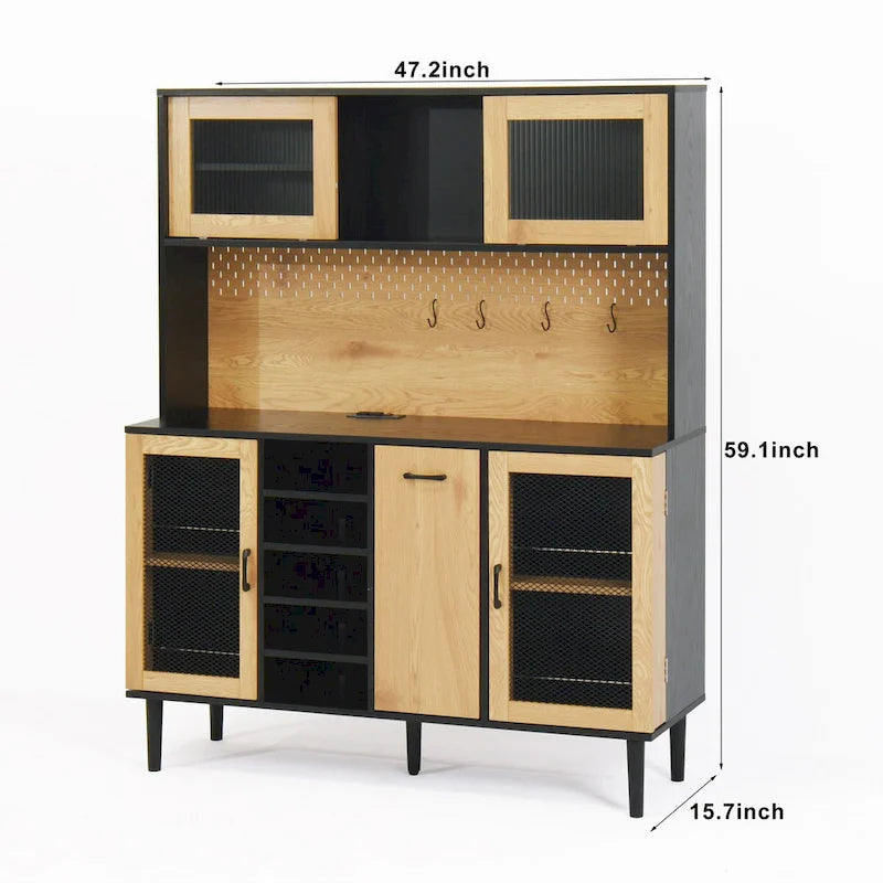 Farmhouse Coffee Bar Cabinet with Wine Rack