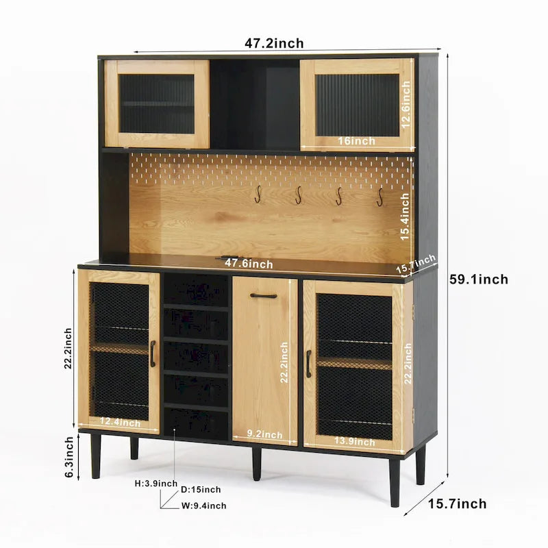 Farmhouse Coffee Bar Cabinet with Wine Rack