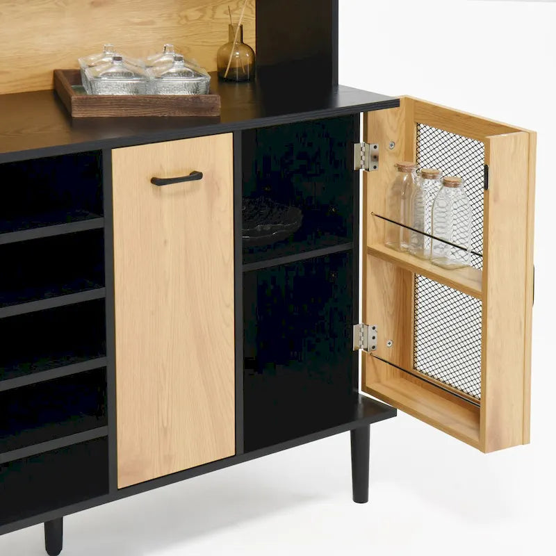 Farmhouse Coffee Bar Cabinet with Wine Rack