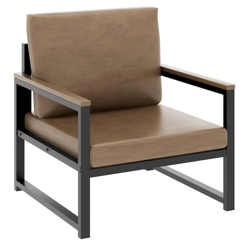 Mieres Poltrona singola Lazy Boy, poltrona moderna semplice con braccioli per soggiorno, ufficio, camera da letto, beige/kaki