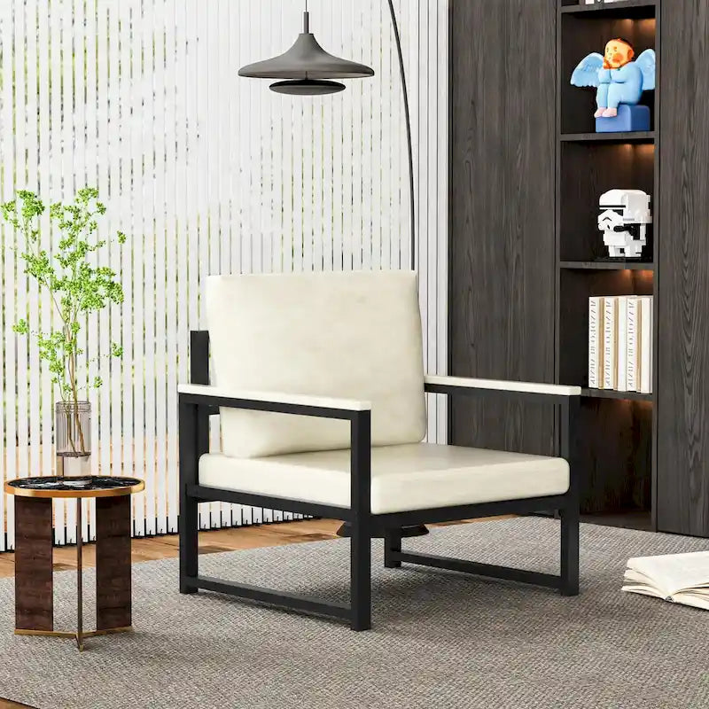 Mieres Poltrona singola Lazy Boy, poltrona moderna semplice con braccioli per soggiorno, ufficio, camera da letto, beige/kaki