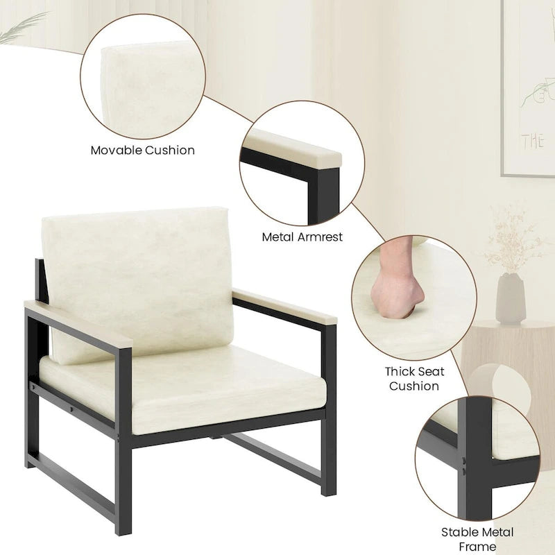 Mieres Poltrona singola Lazy Boy, poltrona moderna semplice con braccioli per soggiorno, ufficio, camera da letto, beige/kaki